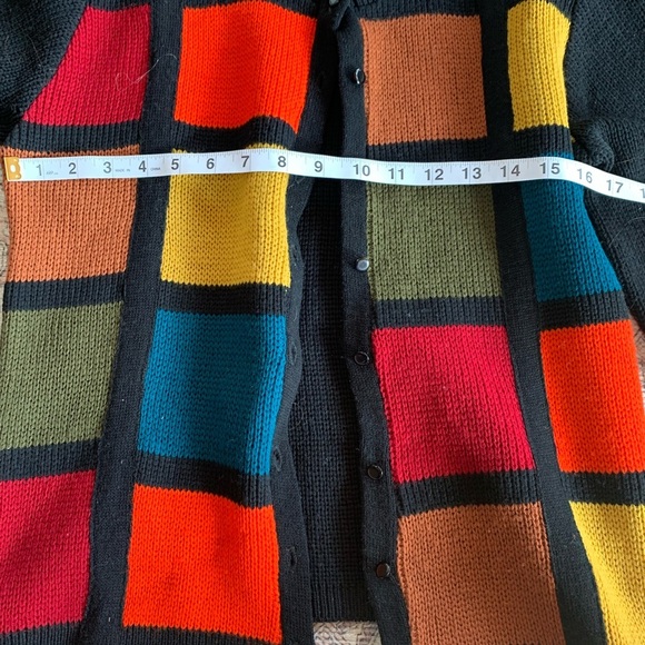 Jack Winter Multicolored 100% Wool Cardigan Sweater Casual Black Size Small - Picture 3 of 3